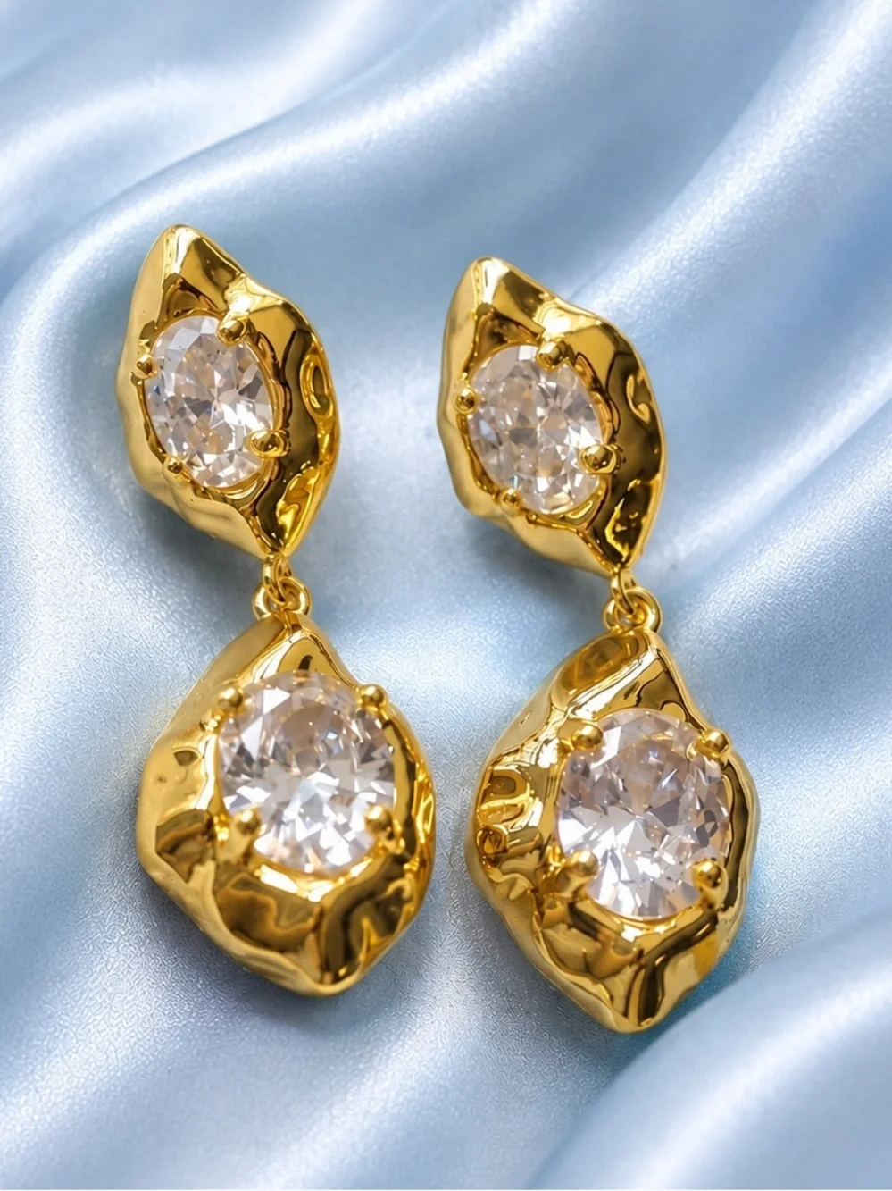 Golden Glow Crystal Drop Earrings
